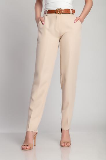Elegáns nadrág hosszú, egyenes szárakkal, TORDINA, bézs